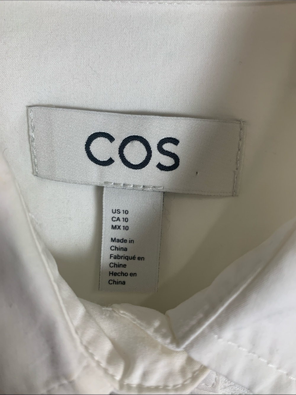 COS White Short-Sleeve Button-Down Shirt with Tonal Embroidery - Picture 2 of 3
